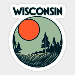 Wisconsin Sunset Forest  Tourism Poster Style Sticker